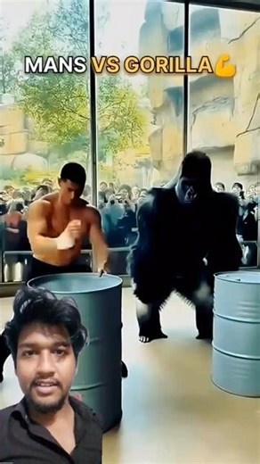 man versus Gorilla part 2 #powerful #shortsfeed #animals #ytshorts