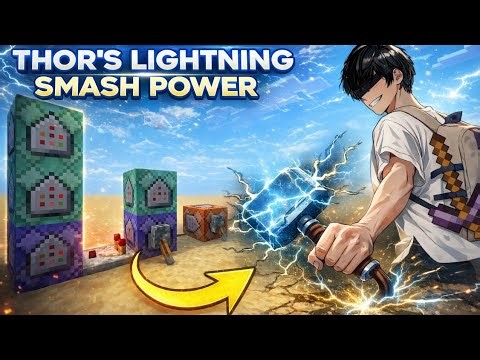 Thor's Lightning Smash Power in Minecraft Bedrock! [Command Block Trick]