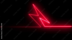 Neon Battery charging power symbol, lightning bolt sign in the circle
