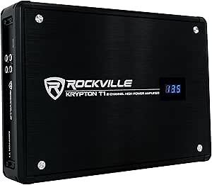 Rockville KRYPTON T1 1600W Peak/400W RMS 2 Channel Car Amplifier 2 Ohm, Dyno-Certified, Voltage Display, MOSFET Power, for Car Audio Enthusiasts