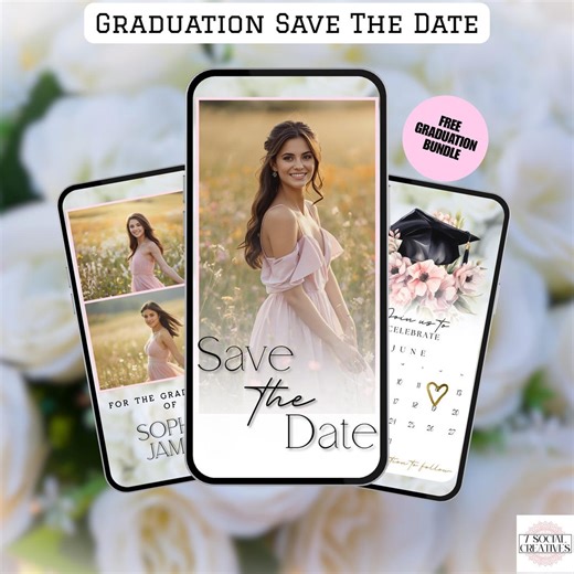 Graduation Save the Date Invitation With Photos. Digital College or High School Grad Party or Ceremony Invite. DIY Template. - Etsy