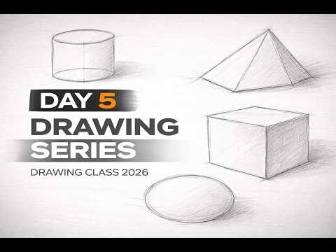 Day 5 Drawing Series | Introduction to 3D Shapes (Cube, Cylinder, Pyramid, Sphere)