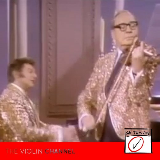 On this day, comedian & violinist Jack Benny was born in 1894 | Benny was a comedic icon- his radio and television programs, which gained immense popularity from 1932 until his passing in 1974, exerted a significant influence on the sitcom genre | Here he performs with Liberace on Liberace's 1969 Television Series | Read more at https://theviolinchannel.com/comedian-violinist-jack-benny-born-on-this-day-1894/ | The Violin Channel