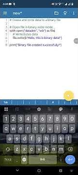 How to create binary file in python in android phone #python #pythonanddjangofullstackwebdeveloper