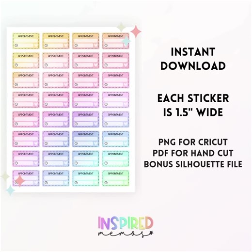 Appointment Planner Stickers - Pastel Rainbow - Printable Functional Planner Stickers - Etsy New Zealand