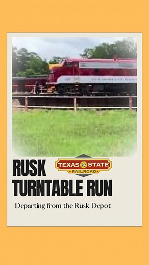 🚂✨ All aboard our NEWEST excursion departing from Rusk Depot! Join Texas State Railroad on the Rusk Turntable Run Excursion, a 1.5-hour round-trip journey through the stunning Piney Woods to the historic 1890s Locomotive Turntable in Maydelle, TX! Witness this ages-old rail technology in action as we turn the locomotive for the return trip. 🍽️ Snacks & drinks available (including alcoholic & non-alcoholic options!) ♿ ADA-compliant coach available (must reserve through our Reservations Desk) 👥
