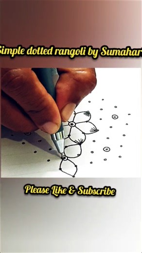 easy dotted flower rangoli for daily use | simple dotted flower rangoli | flower kolam | mugulu art