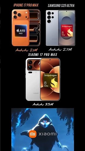 Xiaomi 17 Pro Max vs iPhone 17 Pro Max vs Samsung S25 Ultra Shocking Antutu Scores 🤯 #shorts