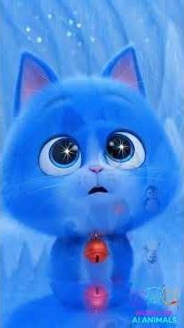 Mystic Blue Cat with Subtle White Stripes Awakens Magic in Glacial Ice Realm #cartoon #calmwhale