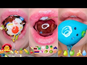 1 Hour For Sleep Relax Study Satisfying ASMR Eating Emoji Food Challenge