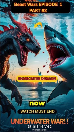 Beast Wars Ep2 Pt2: Shark BITES Dragon Tail in Underwater War! 🦈🐉 #AIViral