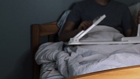 Amaredom Laptop Bed Desk Tray Bed Table, Foldable Portable Lap Desk Notebook Stand Reading Holder with Storage Drawer and Cup Holder for Eating Breakfast on Bed/Couch/Sofa-White Oak