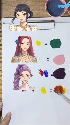 K-pop Demon Hunters Mixed Colours #art #sketch #kpop #lipsyncs #shorts