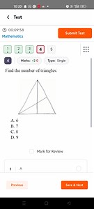 Find the number of triangles in the given diagram.Options:A.... | Filo