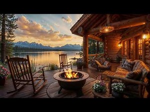 Cozy Fire & Peaceful Lake Sunset" Dreamy Cabin with Mountain Views | Relaxing Nature Ambience