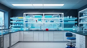 a lab with a lot of equipment in it, laboratory background, futuristic chemistry lab, Smart Future lab,, concept of science lab with equipment created with generative ai