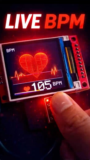 Real-time heart beat animation ❤️ built with ESP32 #Arduino #BPM #Electronics #TechBuilds #Shorts