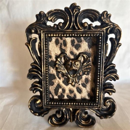 Leopard Print Mini Art Frame With Gothic Bat - Etsy