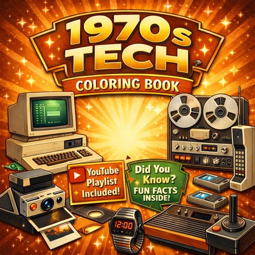 1970s Tech Printable Coloring Pages, 70s Technology Coloring Book Digital Download, Retro Gadgets Theme, Instant Download - Etsy Canada