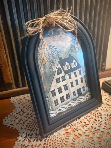 PRIMITIVE Saltbox House 5x7inch Framed Home Decor Upcycled - Etsy