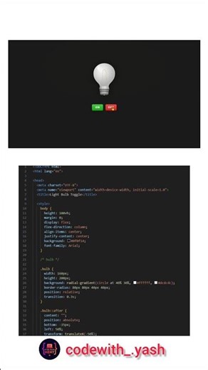 “I Built a Realistic Light Bulb ON/OFF Animation with HTML CSS & JavaScript #shorts