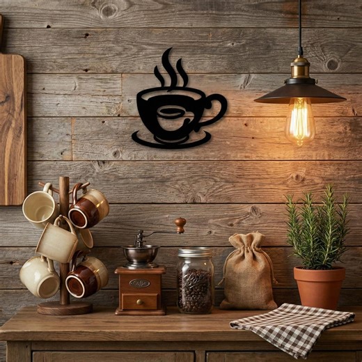 Coffee Cup Metal Sign for Rustic Kitchen Coffee Bar, Cafe Style Accent - Etsy