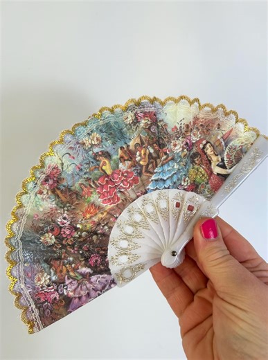 Vintage Spanish Folding Hand Fan / Flowers and Flamenco Dancers/ Pocket Fan - Etsy