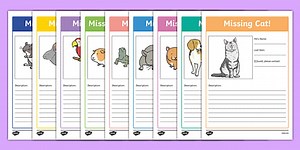 Missing Lost Pets Writing Frames