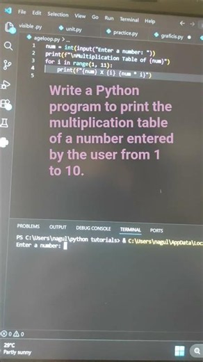 Write a Python program to print the multiplication