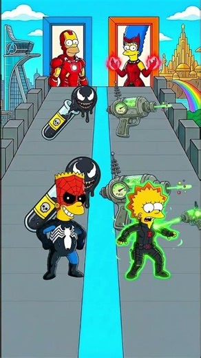 Bart Spider Venom vs Lisa Black Widow The Simpsons