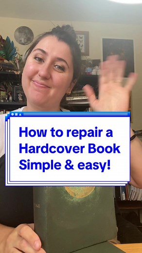 How to do a simple book repair if your favorite cook cover is falling off and the corners are busted! ❤️‍🩹📚 Let me know if you want to see a paperback get repaired! . . . #bookrepair #bookrepairtutorial #bookrepairing #easybookrepair #simplebookrepair #hardcoverbookrepair #hardcoverbooklover #hardcoverrepair #simplerepairforbooks #bookbinder #bookbinding #booklover #bookbindersoftiktok