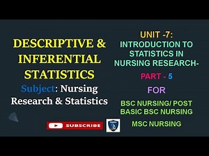 Introduction to statistics in Nursing Research- Part 5|Descriptive & inferentialBsc Nursing 4th year