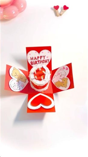 DIY explosion box for birthday | Birthday card idea 💞🎀 #diy #shorts #craft #birthdaycard #gift