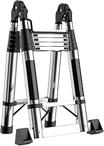 16 FT Telescoping Ladder - A-Frame 8 FT Folding Telescoping Ladder - 330lb Capacity, Locking Mechanism & Extra Wide Pedals, Collapsible ladders for Home Decor, RV or Outdoor Work A Type 8FT