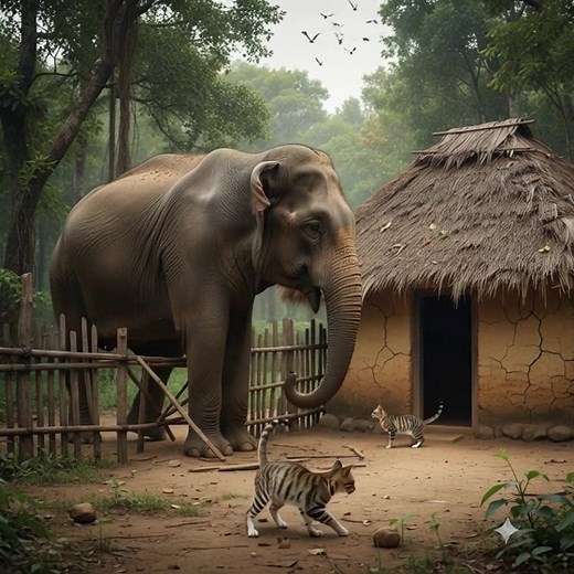 193K views · 984 reactions | TINY Cat Attacks GIANT Elephant to Save Home (Wild Sri Lanka)#SriLanka #Elephant #VillageLife #Wildlife #AIvideo #SinhalaVideo #NatureLovers #Animals #FunnyElephant #CatAttack #AIshortfilm ________________________________________ | Ruwan Sarathchandra | Facebook
