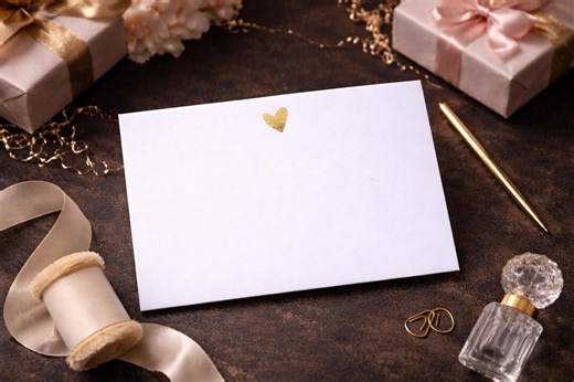 Minimalist Gold Foil Heart Note Cards Set of 10 | Luxury Thank You Cards With Envelopes | Romantic Wedding Stationery | A2 Flat Notecards - Etsy