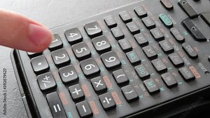 Using scientific calculator with sin function trigonometry Stock Video