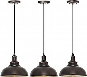 3-Pack Farmhouse Pendant Light Adjustable Pendant Lighting for Kitchen Island Industrial Hanging Barn Pendant Lights Over Island Sink Light Fixtures