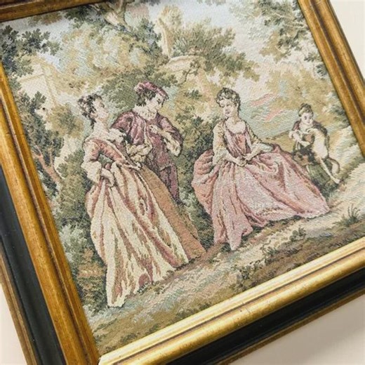 Vintage Framed Romantic Tapestry Scene | Romantic Scene - Etsy