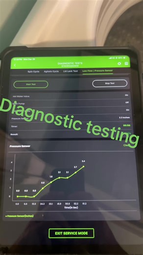 Performing a pressure test on this unit after a fault for critical flood level. Washer runs both valves and aims to fill to 7 inches in 2 and a half minutes #fyp #appliances #testing #dadsoftiktok