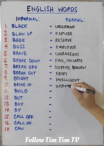 English words: informal to formal, block - undermine https://youtube.com/@timtimtv1125 | Tim Tim TV