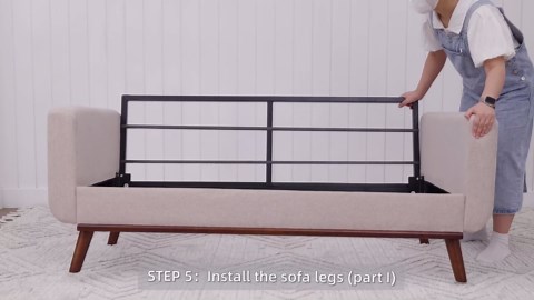 Kingfun 65.2" W Loveseat Sofa, Mid Century Modern Decor Love Seat Couches for Living Room, Button Tufted Upholstered Furniture, Solid & Easy to Install Small Couch for Bedroom Office Apartment, Beige | linen fabric, button tufted, solid wood foot, pocket spring, wood slats frame