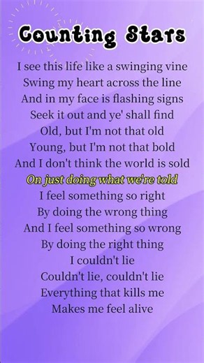 OneRepublic - Counting Stars (Lyrics)