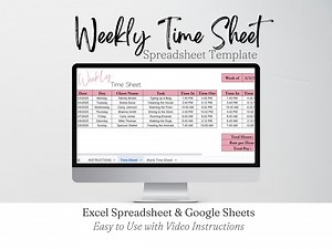 Weekly Time Sheet Google Sheets, Weekly Schedule Template Excel Spreadsheet, Timesheet, Hours Tracking Sheet, Work Task Log, Time Tracker - Etsy