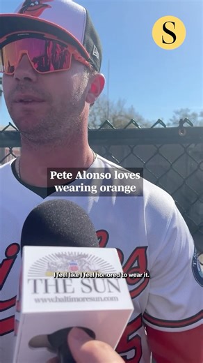 Pete Alonso made his first appearance as the star offseason acquisition for the Orioles. Alonso said "orange is my color" after hitting a home run in his spring training debut. 🎥: Matt Weyrich | The Baltimore Sun