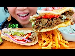 ASMR LAMB GYRO PITA + CRISPY FRIES + TZATZIKI SAUCE (+recipe) 먹방 *No Talking* suellASMR