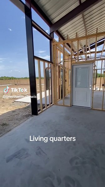 Framing the living quarters 🔨🪛 800 sq ft #shop #barndominium #barndo #land #40x60 #metalbuilding #fyp #diesel