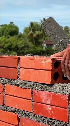 Perfect Bricklaying Skills! Fast & Clean Red Brick Wall Construction 🧱