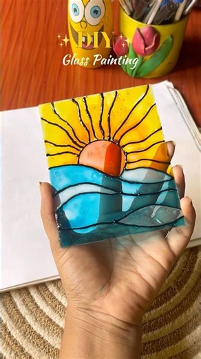 DIY Glass Painting 🖼️✨@Mydreamcrafter shorts #diy #trending #youtubeshorts