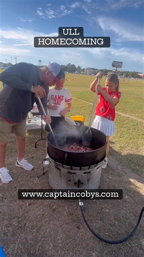 Captain Coby is cooking and teaching the next generation how to make jambalaya! #cajun #jambalaya #tailgate #ullafayette #football | Captaincobycajuncooking